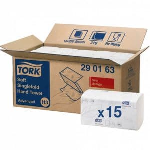 Papirhåndklæde Tork Soft H3 Adv 2-Lag Singlefo 290163 3750