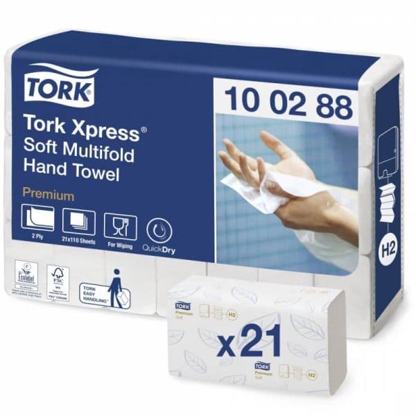 Papirhåndklæde Tork Xpress H2 Prem. Soft 2-Lag 2310Ark/kar