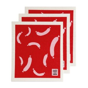 Happy Sinks x PAPU Dishcloth - Sausage Red (3pc)
